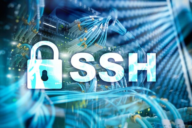 Ssh secure shell protocol and software data protection internet\
and telecommunication concept