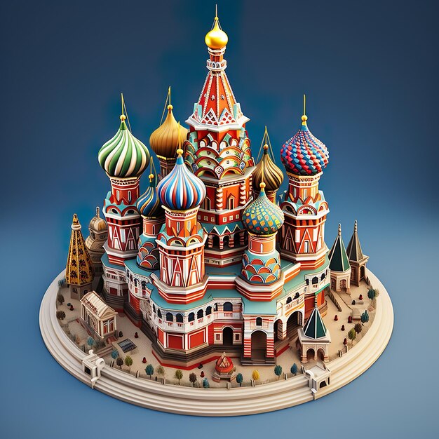 Photo st basil's cathedral russia mesmerizing 3d isometric view of st basil's cathedral ai generated