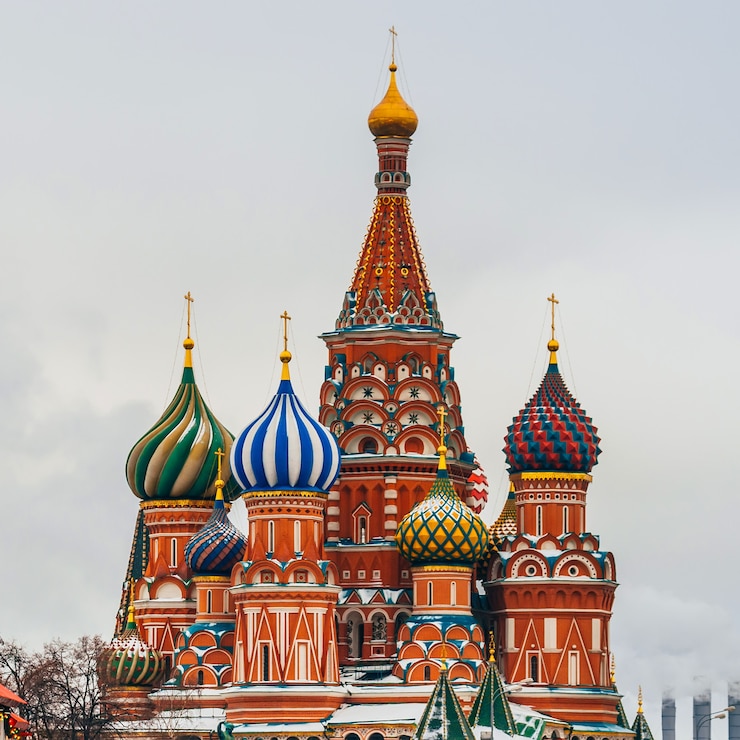 Foto st basil's kathedraal op het rode plein, moskou, rusland. winter dag