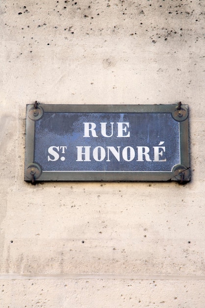 Photo st honore street sign paris france