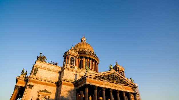 St Isaac Cathedral on sunset. White night