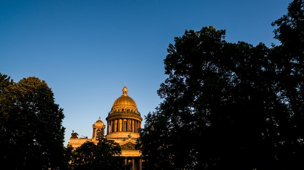 St Isaac Cathedral on sunset. White night