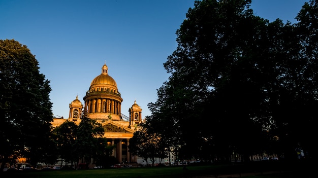 St Isaac Cathedral on sunset. White night