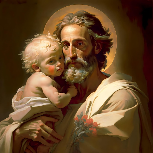 Photo st joseph with baby jesus