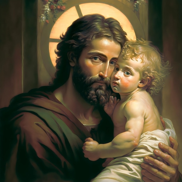 Photo st joseph with baby jesus