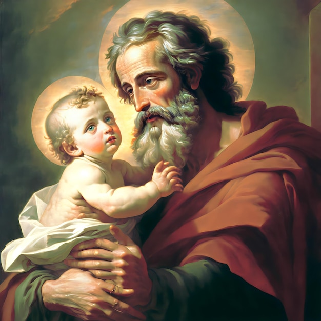 Photo st joseph with baby jesus