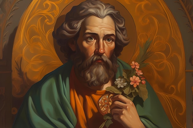 St Jude Patron Saint of Lost Causes Generative ai Illustration Catholic religious Painting