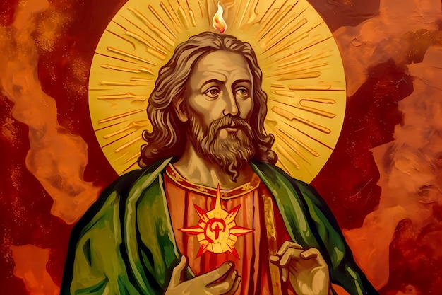 St Jude patroonheilige van verloren oorzaken generatieve ai illustratie katholieke religieuze schilderkunst