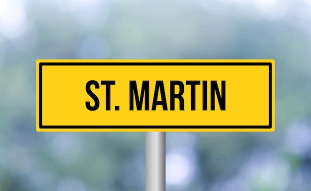 St martin road sign on blur background