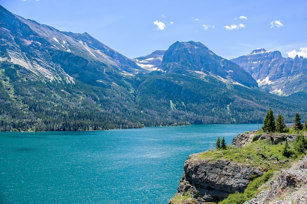 St Mary Lake in Glacier National Park in Montana