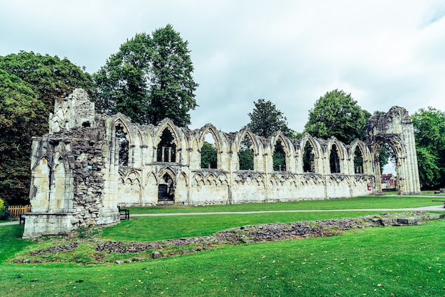 St. Mary's Abbey, museum garden in York city, England, UK