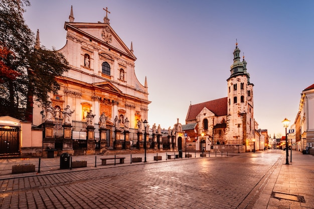 St Mary's basilica in main square of Krakow Wawel castle Historic center city with ancient architecture