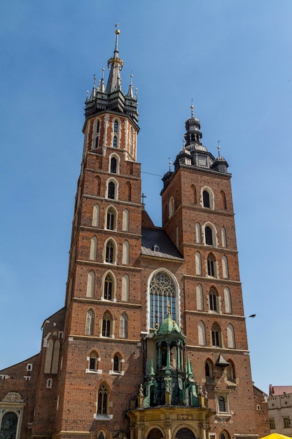 St Mary's Basilica Mariacki Church famous brick gothic church in Cracow Krakow Poland