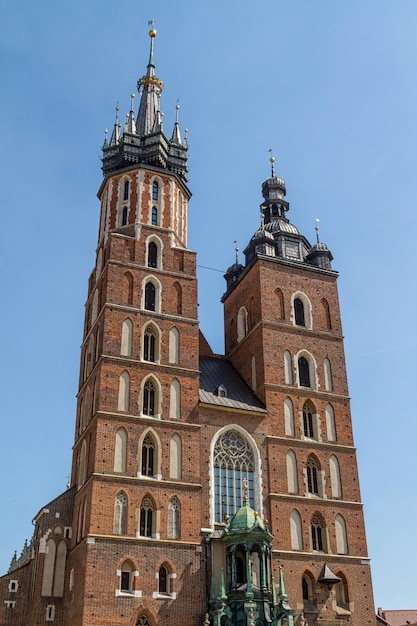 St Mary's Basilica Mariacki Church famous brick gothic church in Cracow Krakow Poland