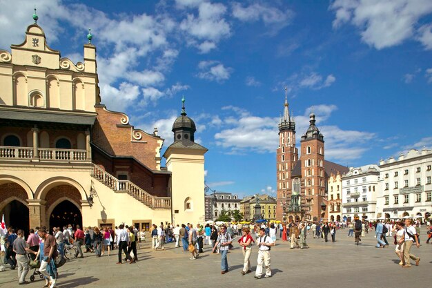 St Mary039s Basilica at the main market square Krakow Poland