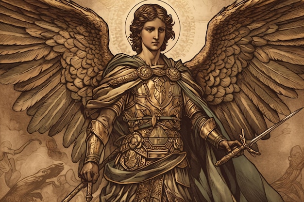 St Michael the Archangel Illustration Archangle Saint Michael Generative Ai Protection and Defense Symbol