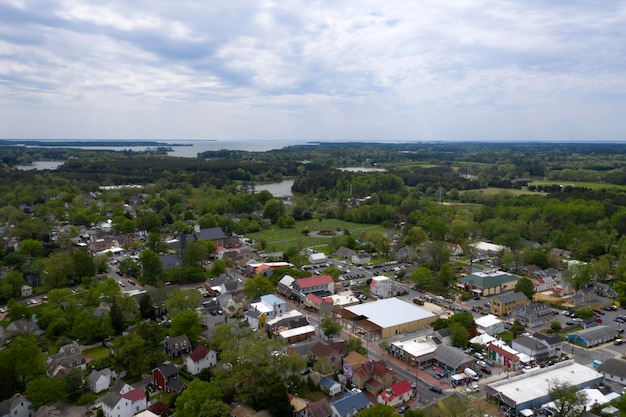 St. Michaels Maryland chespeake bay aerial view panorama