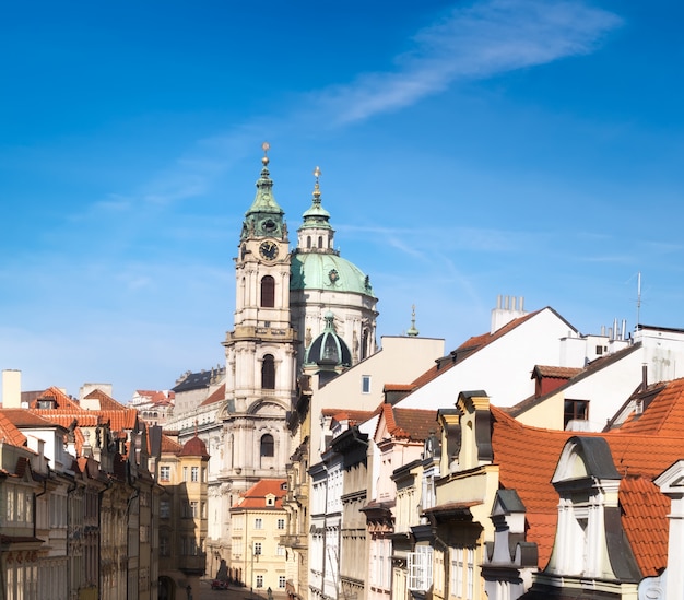 St. Nicolas church and and roofs of Prague