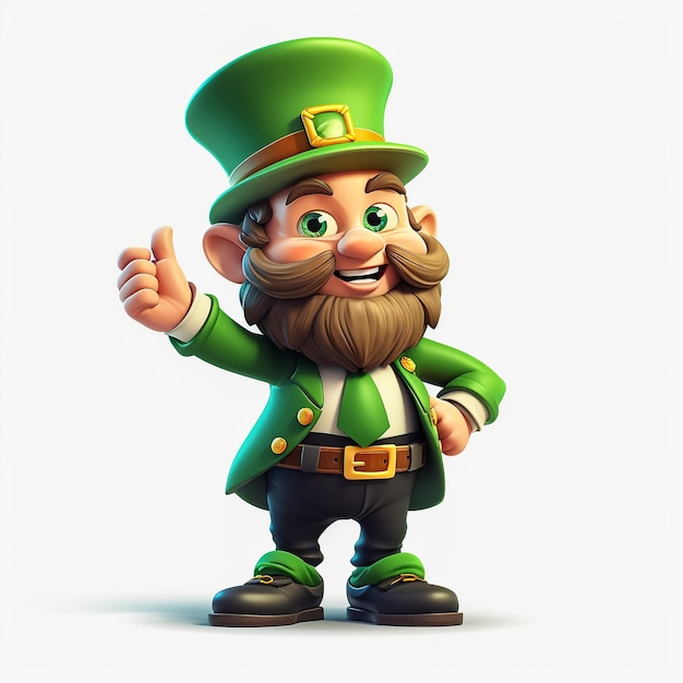 Photo st patrick 3d cartooon on white background