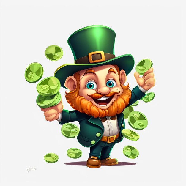 Photo st patrick 3d cartooon on white background