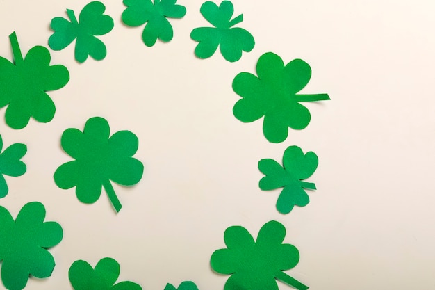 St Patrick day background,shamrock clover leaf with copy space