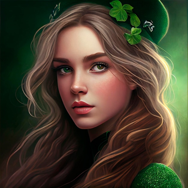 St Patrick Girl Illustration created by Generative AI technology