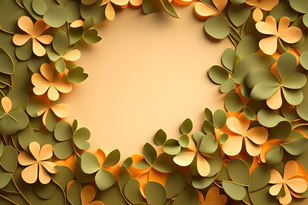 St patrick orange blank in the middle frame of clover leaves wallpaper