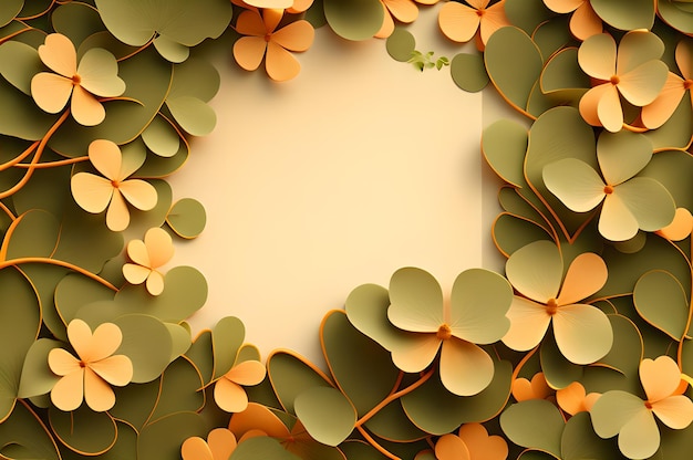 St patrick orange blank in the middle frame of clover leaves wallpaper