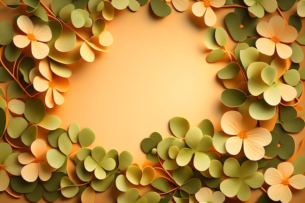 St patrick orange blank in the middle frame of clover leaves wallpaper