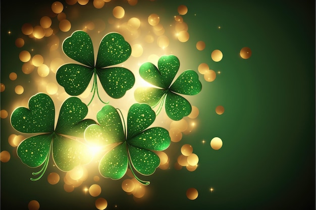 St Patrick's Day abstract green background decorated with shamrock leaves Patrick Day pub party celebrating Generative AI