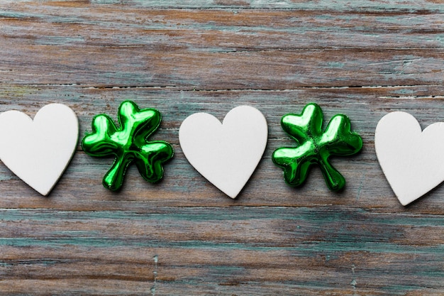 St Patrick's Day background with clover leaf and heart