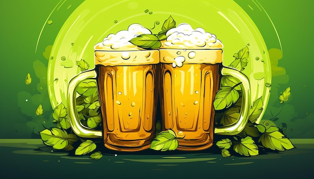 St. Patrick's Day bekers met bier.