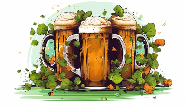 St. Patrick's Day bekers met bier.