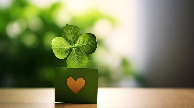 St patrick's day fourleaf clover greeting