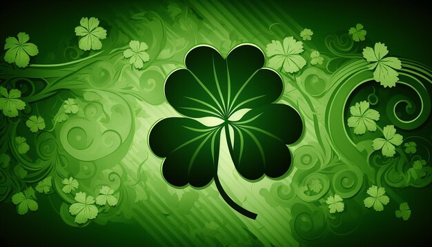 St. patrick's day, green background with shamrock leaves