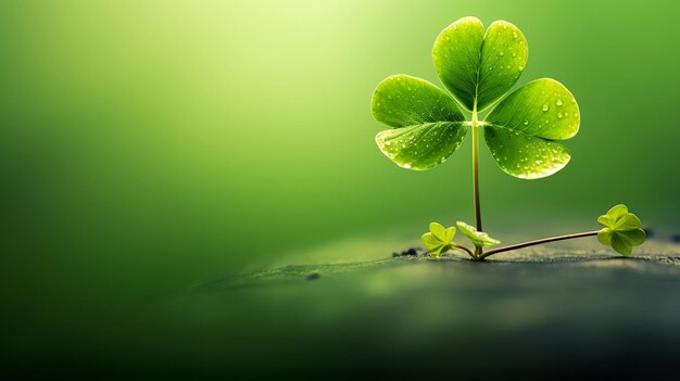 St Patrick's Day Greeting Card with FourLeaf Clover