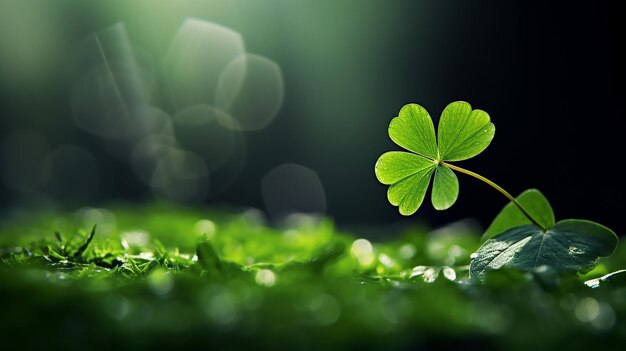 Photo st patrick's day greeting card with fourleaf clover