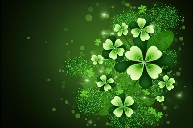 St Patrick's Day greeting card with green background Fantasy concept Illustration painting Generative AI
