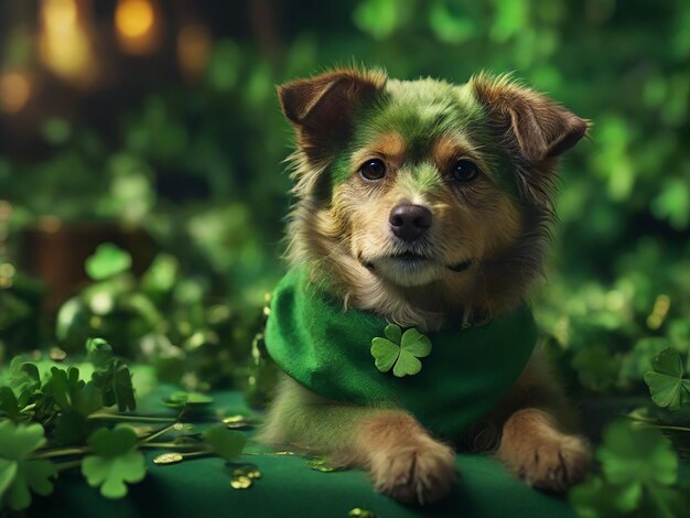 Foto st patrick's day hond achtergrond generatieve ai