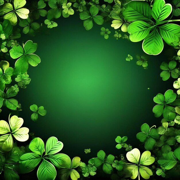 St. Patrick's Day illustratie met vliegende klaverbladeren en typografie brief op groene achtergrond