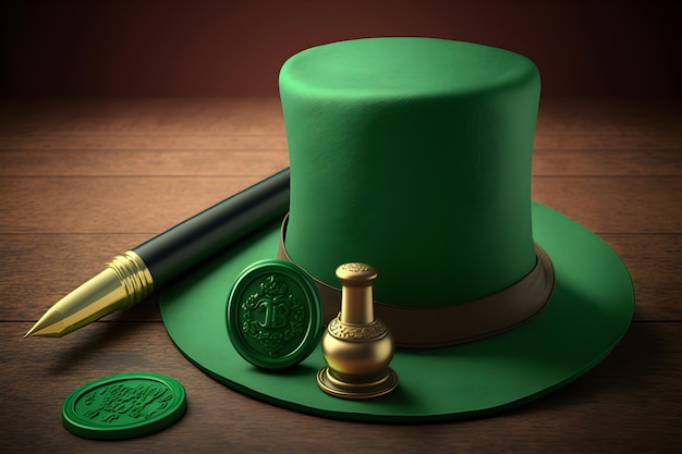 Photo st patrick's day leprechaun hat with empty blank generative ai