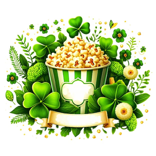 Foto st patrick's day lucky popcorn clipart generatieve ai