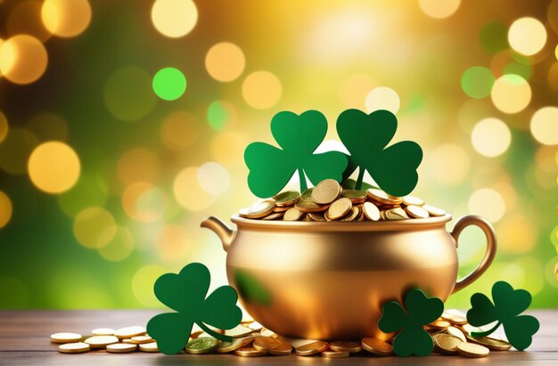 St. Patrick's Day op bokeh gouden achtergrond