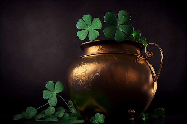 St Patrick s Day symbol gold pot AI Generated