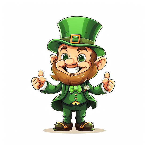 St. Patrick's Day vrolijke leprechaun cartoon personage Volledige tekening van een dwerg Saint Patrick's day symbool op witte achtergrond