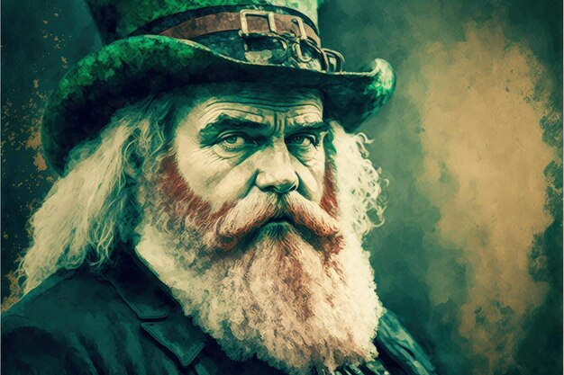 St Patrick's Day wenskaart met groene achtergrond Fantasy concept Illustratie schilderij Generatieve AI