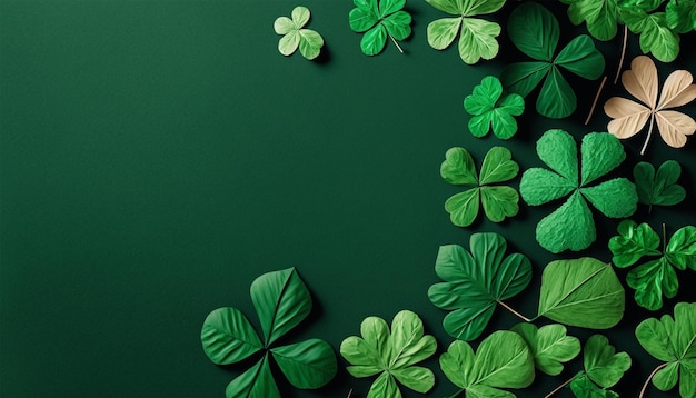 st patrick' s day with clovers flat lay copy space Generative ai