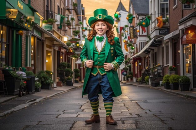 St. Patrick's leprechaun hoed en klaver bladeren achtergrond