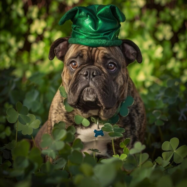 Foto st patrick's schattige echte brindle bulldog