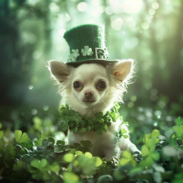 St Patrick's schattige echte witte Chihuahua